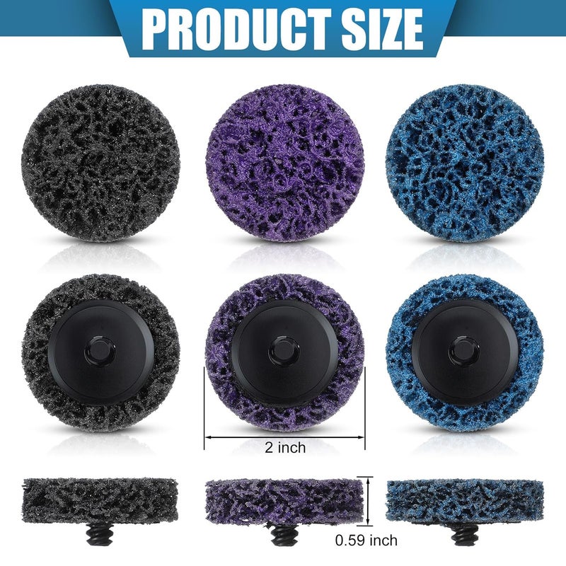 Macarrie 150 Pcs 2 Inch Surface Conditioning Sanding Discs Quick Change Fine Medium Coarse Sanding Pads Die Grinder Accessories for Surface Strip Grind Polish Burr Finish(Diamond) - Image 2